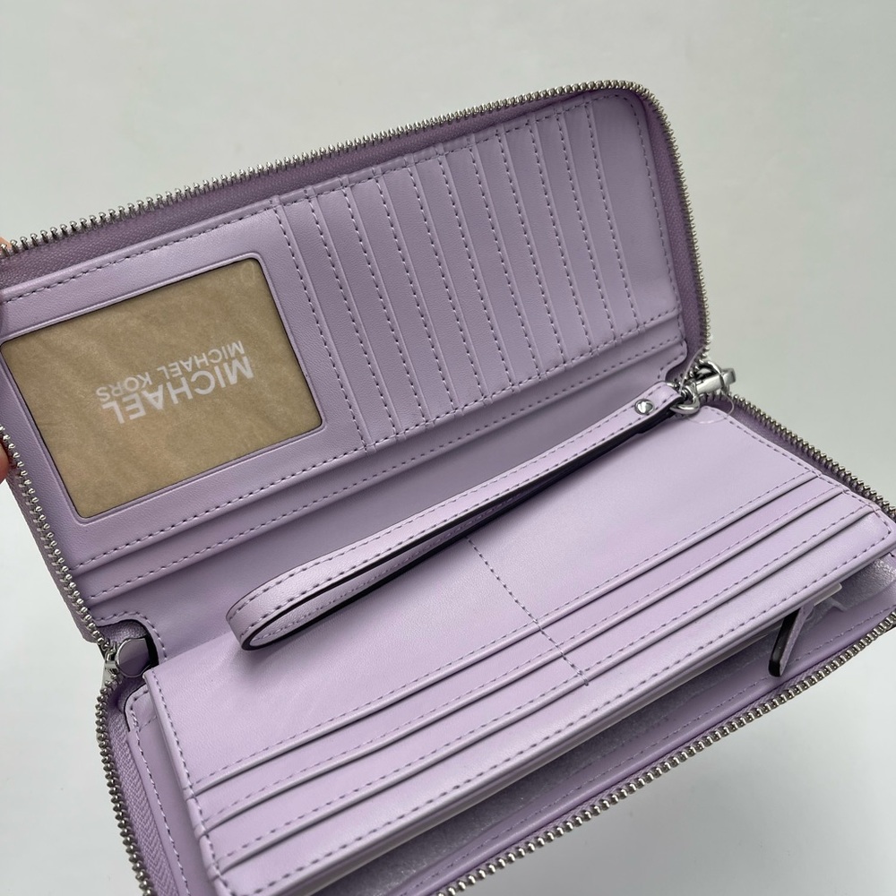 MICHAEL KORS Jet Set Large Signature Logo Continental Wallet Wristlet Phone NWT - Picture 12 of 16